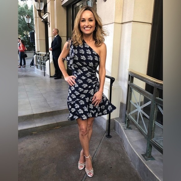 A.L.C. Dresses & Skirts - A.L.C. Navy Floral Mini Dress One Shoulder Ruched Silk Misha A Line Size 2 New